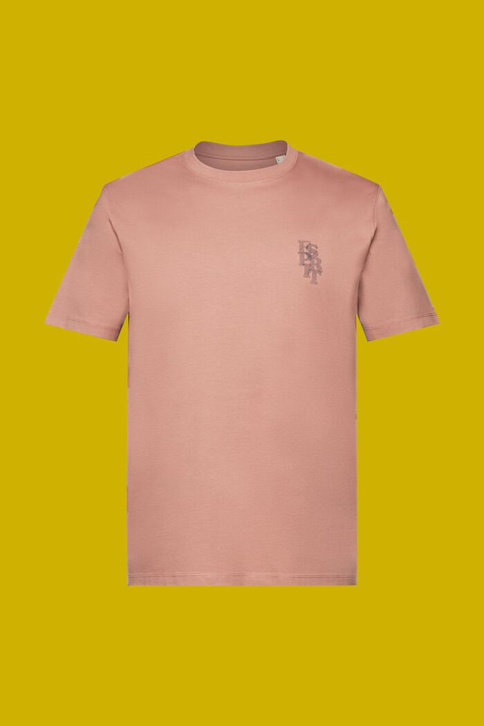 T-shirt med logo, 100 % bomuld, DARK OLD PINK, detail image number 6