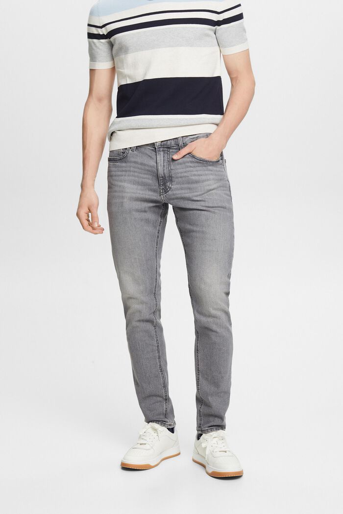 Slim tapered jeans med mellemhøj talje, GREY MEDIUM WASHED, detail image number 0