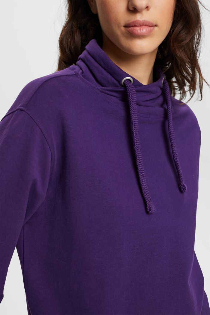 Sweatshirt med standkrave med snor, DARK PURPLE, detail image number 2