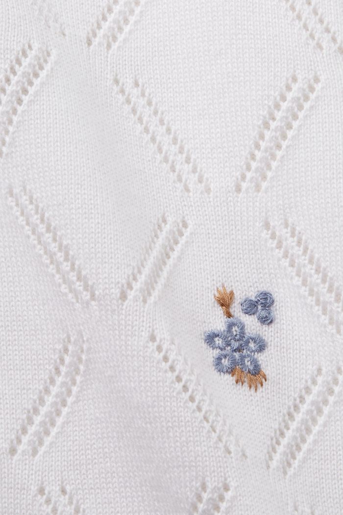Broderet pullover med korte ærmer, 100 % bomuld, WHITE, detail image number 5