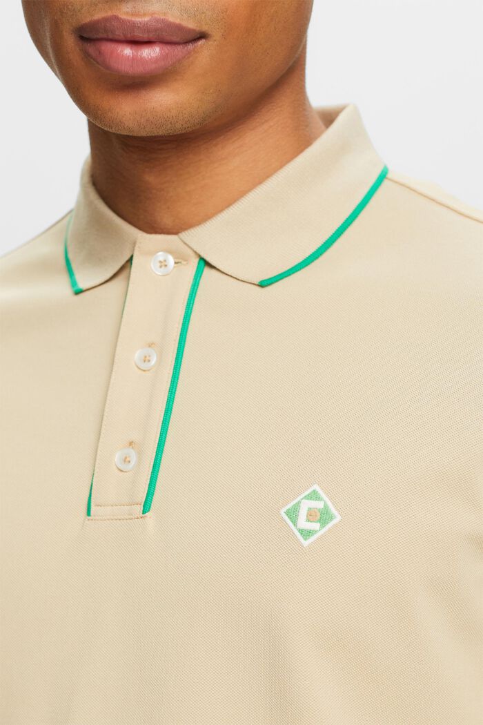 Polo-T-shirt med logo, SAND, detail image number 3