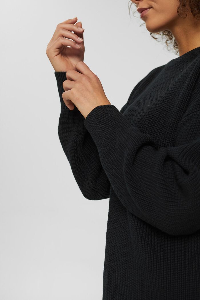 Lang pullover i bomuldsblanding, BLACK, detail image number 2