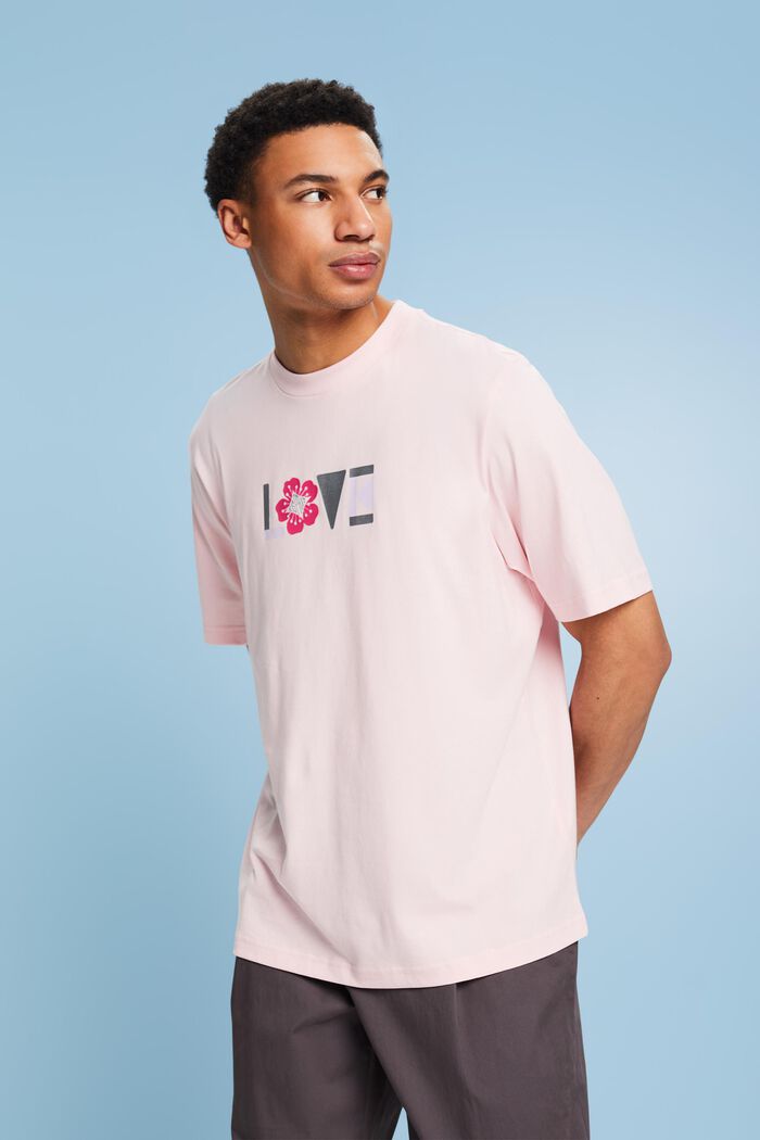 Unisex T-shirt i pimabomuld med print, PASTEL PINK, detail image number 0