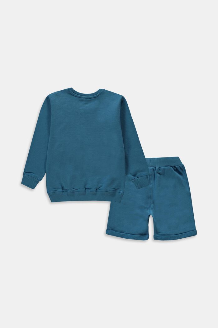 Sæt: sweatshirt og shorts, 100% bomuld, TURQUOISE, detail image number 1