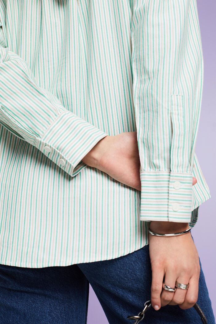 Oversized bomuldsskjorte med striber, GREEN, detail image number 3