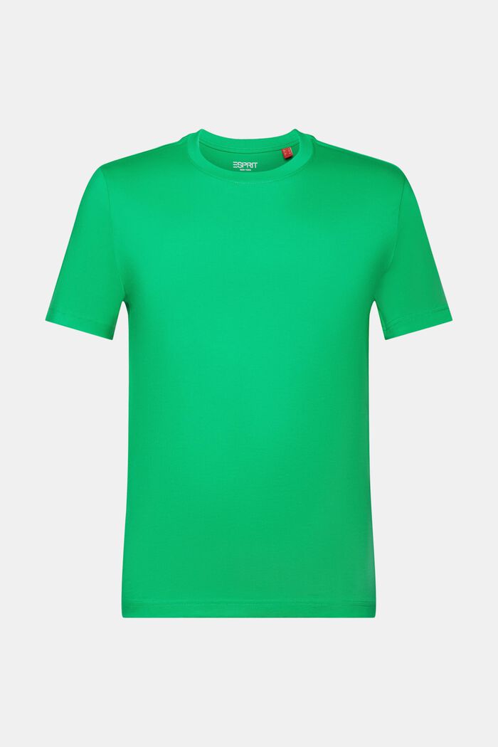 T-shirt i pima-bomuldsjersey med rund hals, GREEN, detail image number 7