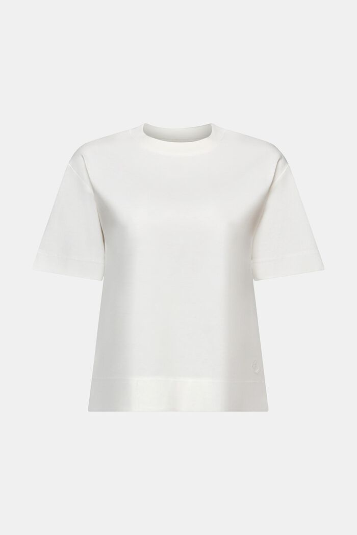 T-shirt i pimabomuld med rund hals, OFF WHITE, detail image number 6
