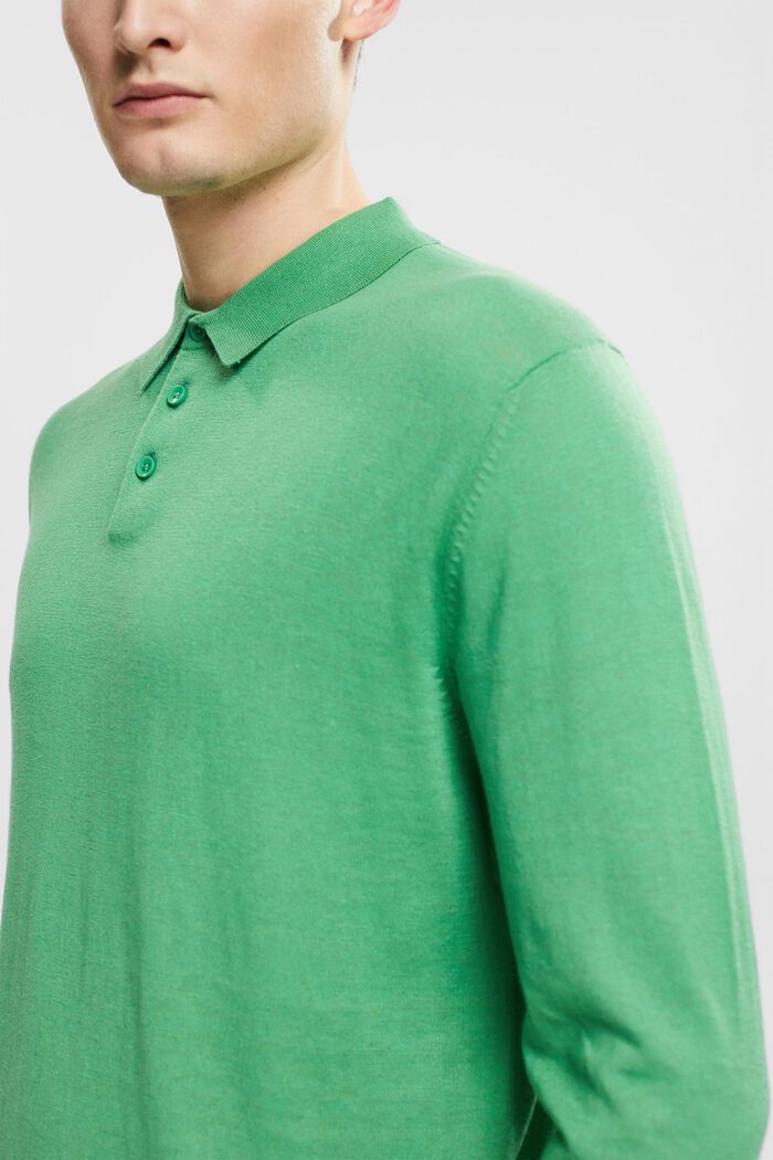 Med TENCEL™: langærmet poloskjorte, GREEN, detail image number 2