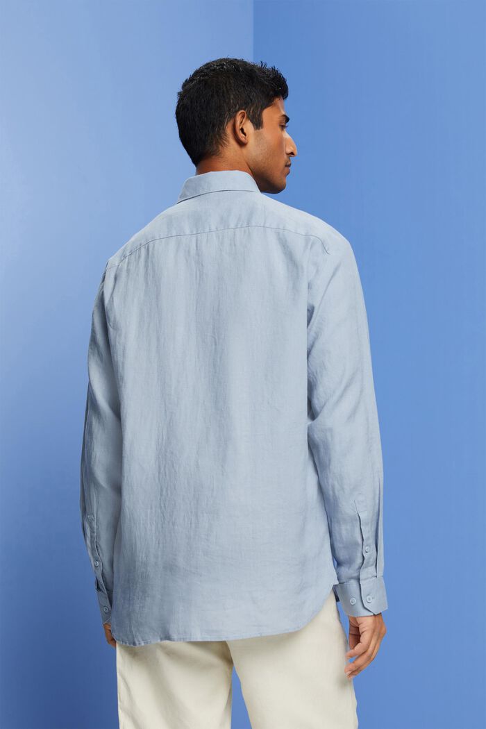 Skjorte i hør, LIGHT BLUE LAVENDER, detail image number 3