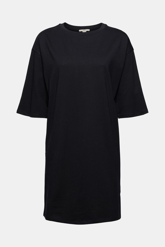 T- shirt-kjole af i 100% økologisk bomuld, BLACK, detail image number 0
