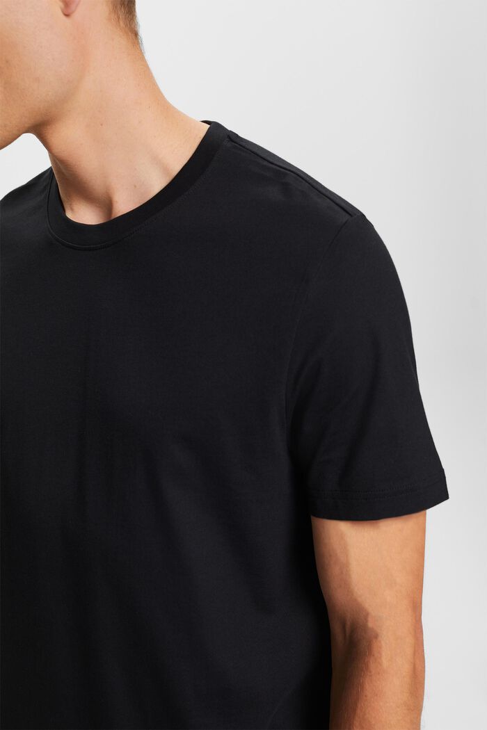 T-shirt i pima-bomuldsjersey med rund hals, BLACK, detail image number 2