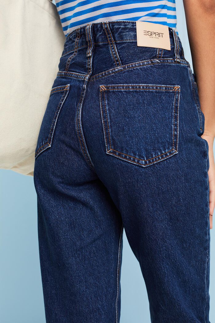 Lige jeans med høj talje, BLUE DARK WASHED, detail image number 2