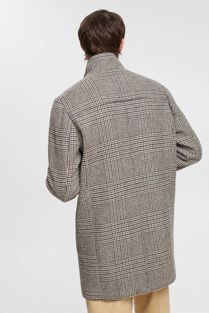Frakke i uldmiks med glencheck-mønster, GREY, detail image number 3