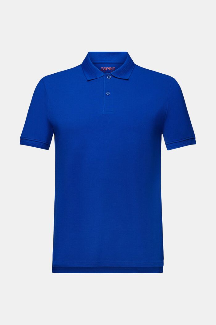 Poloskjorte i pimabomuldspique, BRIGHT BLUE, detail image number 6