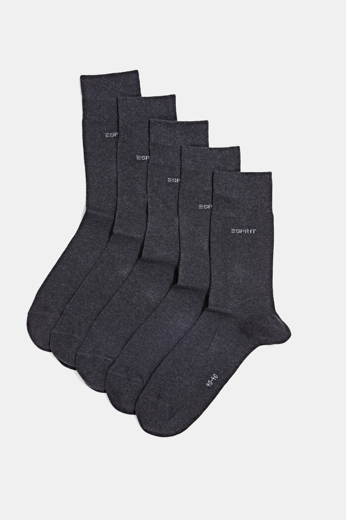 Pakke med 5 par sokker, økologisk bomuldsblanding, ANTHRACITE MELANGE, detail image number 0