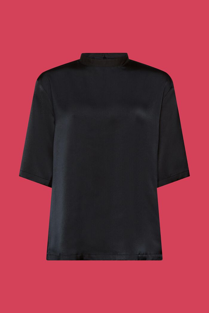 Bluse i satinlook, BLACK, detail image number 6