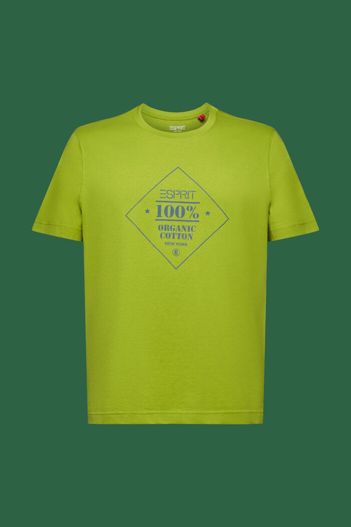Bomulds-T-shirt med logoprint, LEAF GREEN, detail image number 6