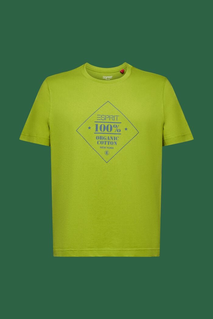 Bomulds-T-shirt med logoprint, LEAF GREEN, detail image number 6