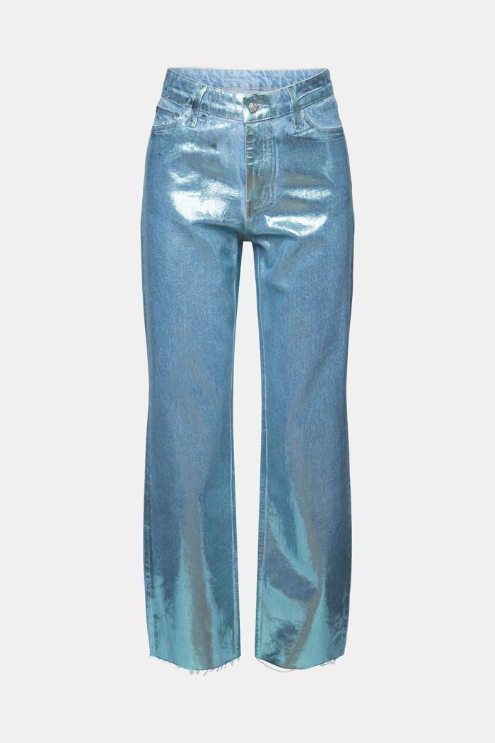 Højtaljede metallic retro-jeans med lige ben, DENIM/PISTACHIO GREEN, detail image number 7