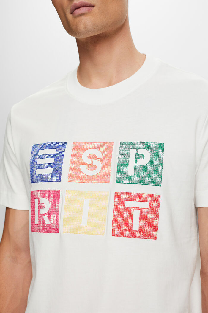 Bomulds-T-shirt med logoprint, OFF WHITE, detail image number 2