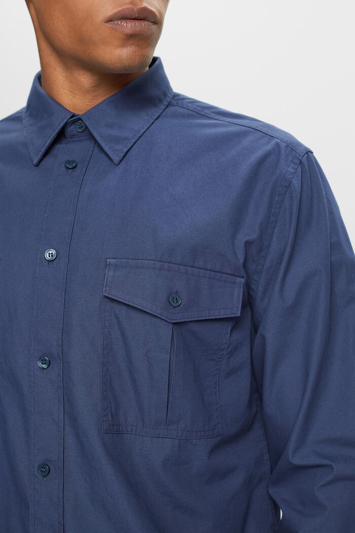 Utility-skjorte i bomuld, GREY BLUE, detail image number 1