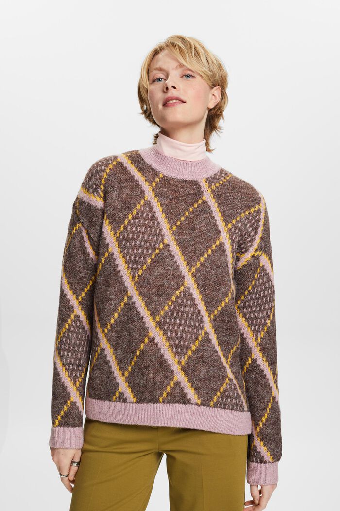 Ternet sweater i uldmiks, TOFFEE, detail image number 0