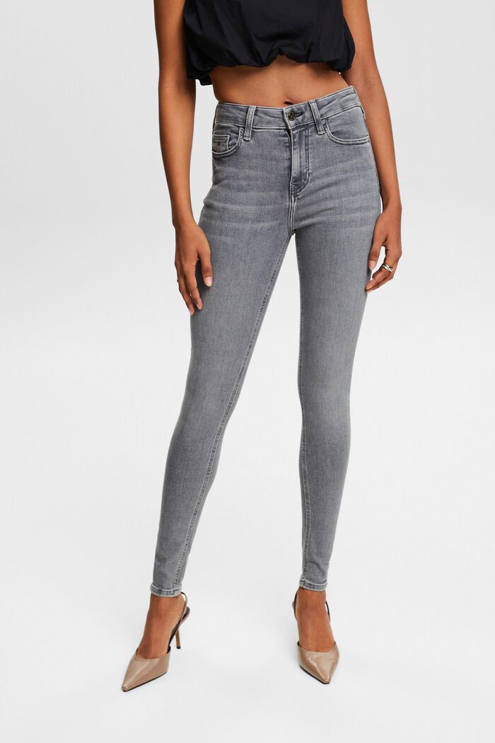 Skinny jeans med høj talje, GREY MEDIUM WASHED, detail image number 0