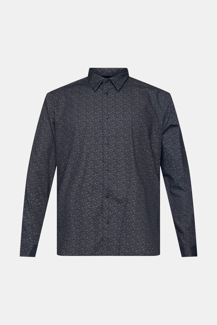Mønstret slim fit-skjorte i bomuld, BLACK, detail image number 5
