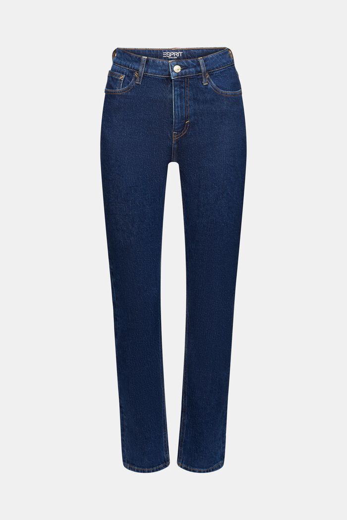 Retro slim-jeans med høj talje, BLUE MEDIUM WASHED, detail image number 7
