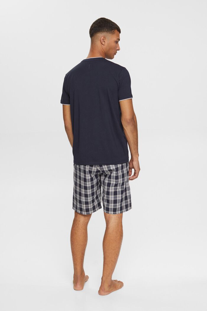 Pyjamas med ternede shorts, NAVY, detail image number 3