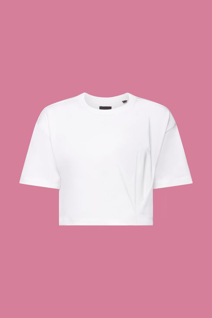 Cropped jersey-T-shirt med rund hals, WHITE, detail image number 6