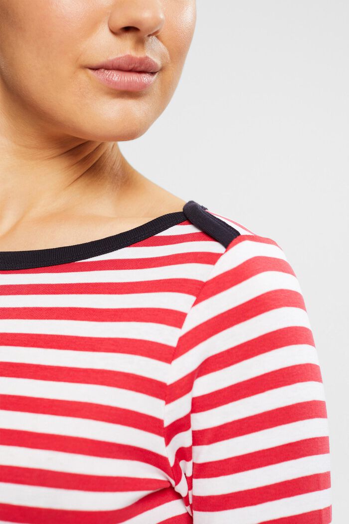 Stribet shirt med bådudskæring, RED, detail image number 0
