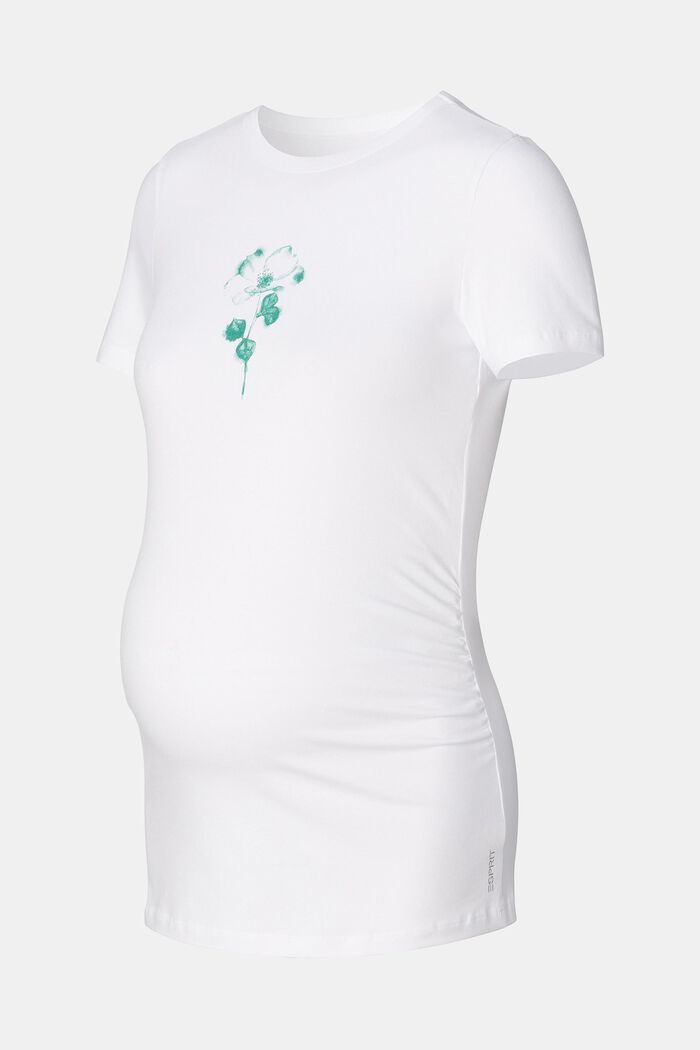 T-shirt med blomsterprint, økologisk bomuld, BRIGHT WHITE, detail image number 4
