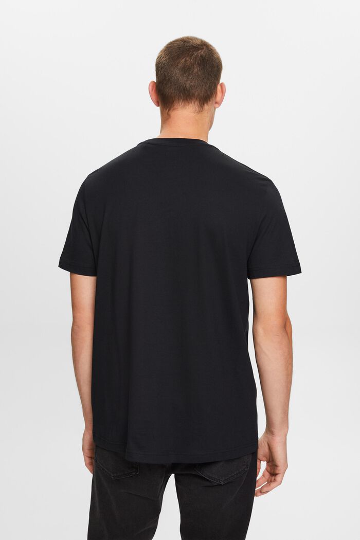 T-shirt i pima-bomuldsjersey med rund hals, BLACK, detail image number 3