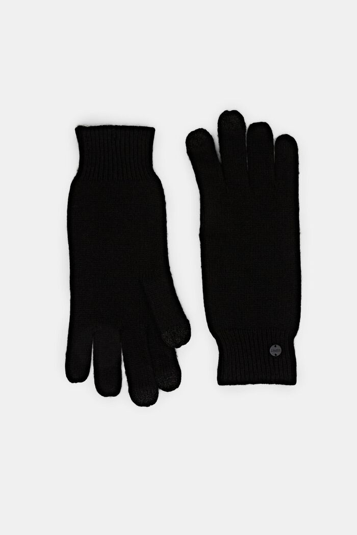 Ribstrikkede handsker, BLACK, detail image number 0