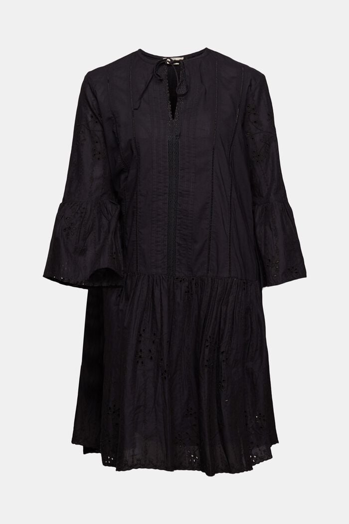 Kjole med broderie anglaise, BLACK, detail image number 6
