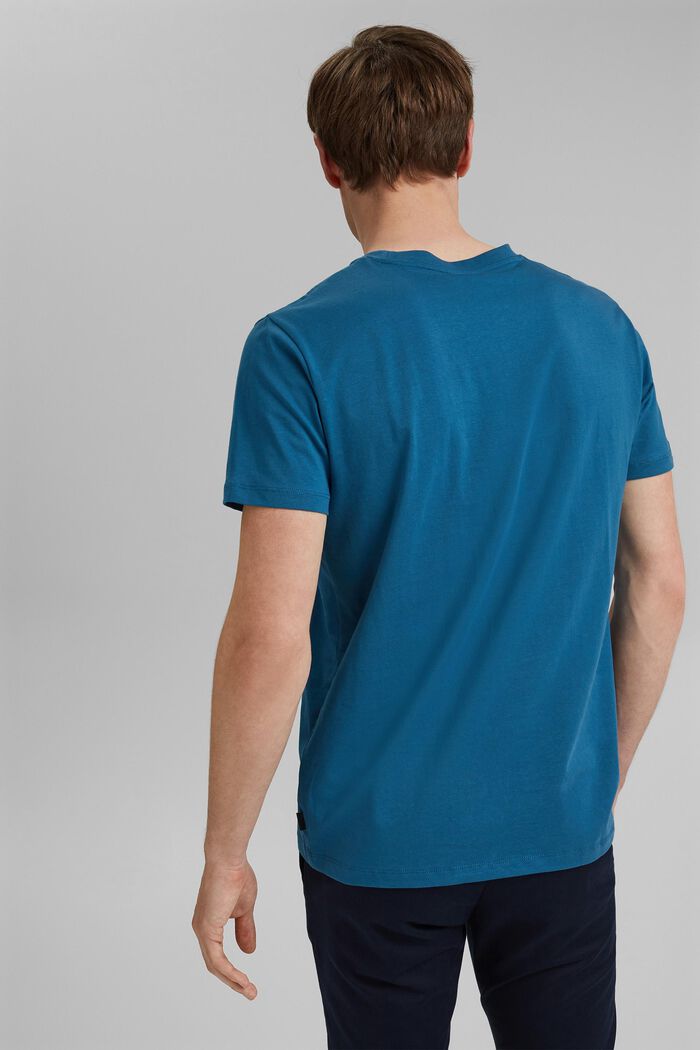 T-shirt i jersey med print, 100% økologisk bomuld, PETROL BLUE, detail image number 3