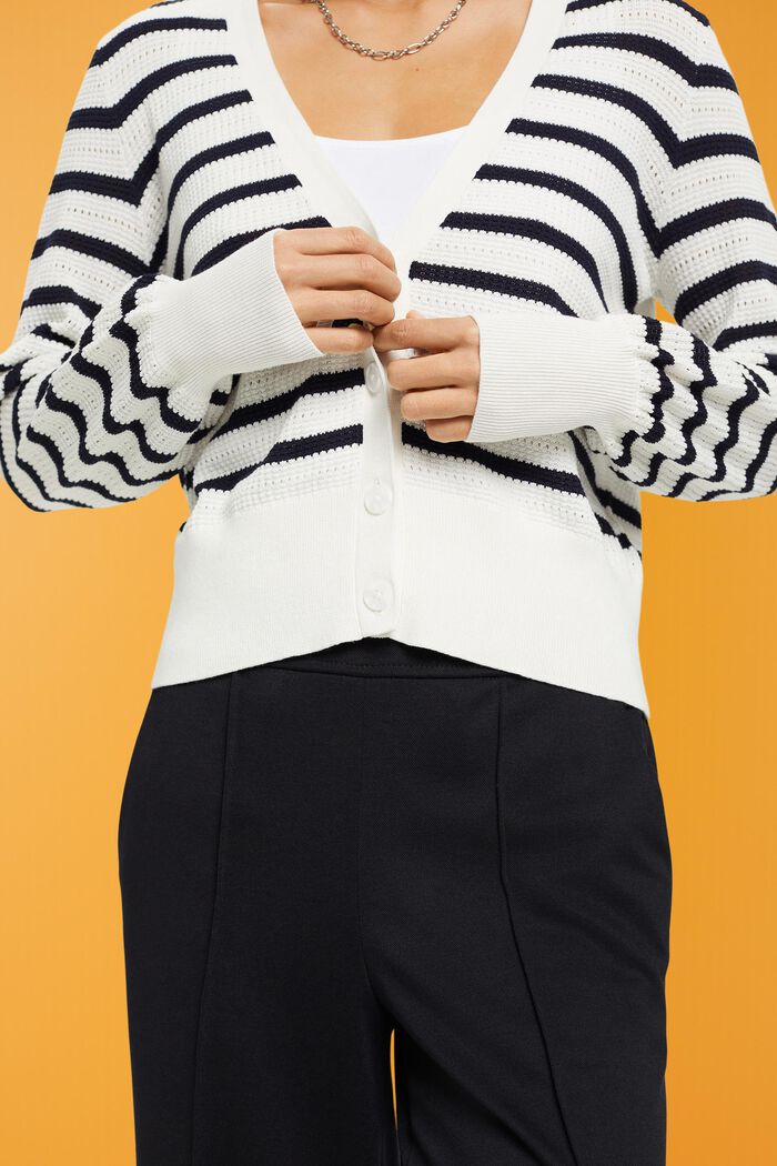Stribet pointelle-cardigan, OFF WHITE, detail image number 2