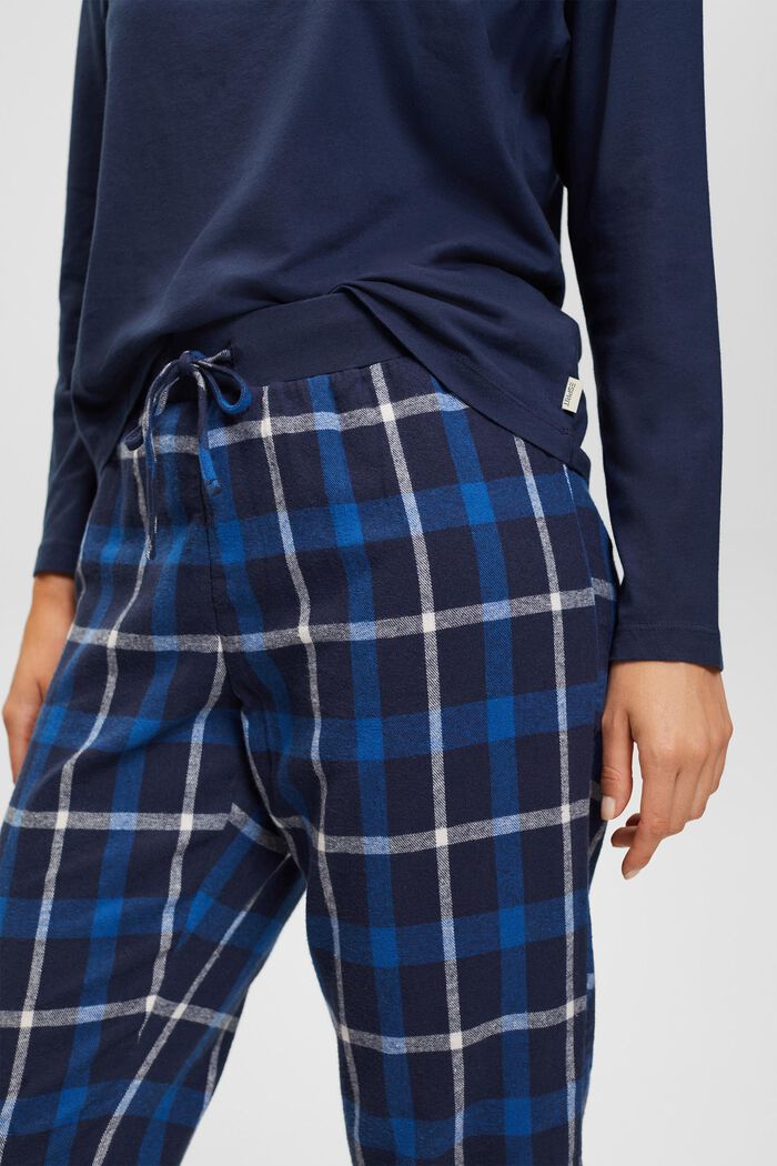 Pyjamassæt med ternede bukser i flonel, INK, detail image number 2