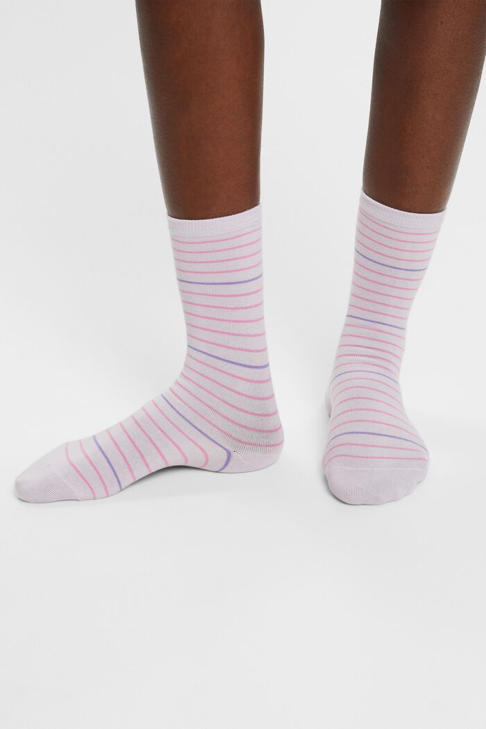 Pakke med 2 par stribede sokker, økologisk bomuld, ANEMONE, detail image number 2