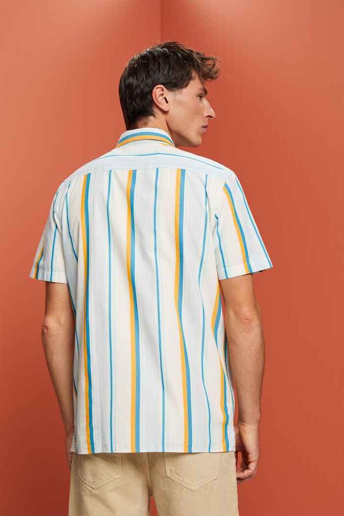 Mønstret skjorte med korte ærmer, 100 % bomuld, TURQUOISE, detail image number 3