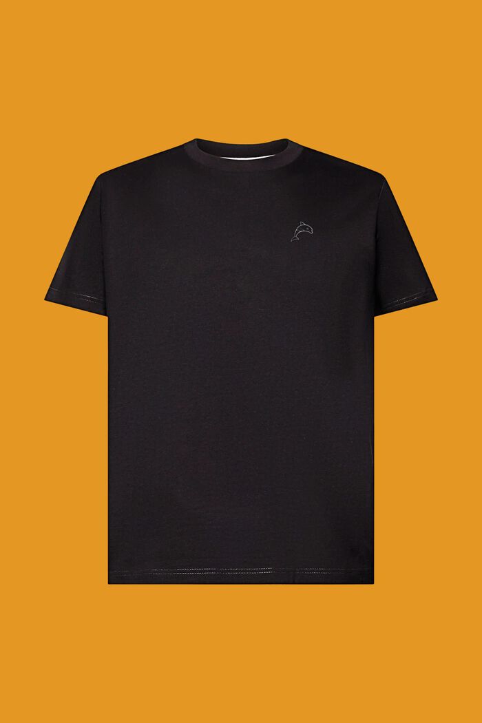 T-shirt i bomuld med delfinprint, BLACK, detail image number 6