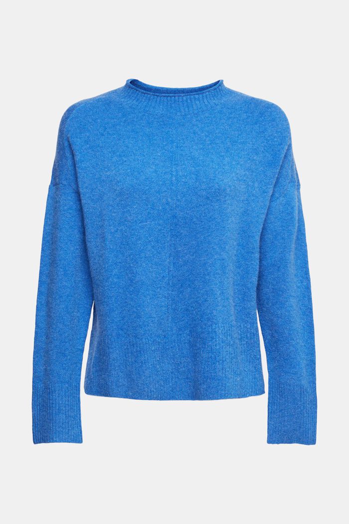 Med uld: blød og lækker pullover med opretstående krave, BRIGHT BLUE, detail image number 2