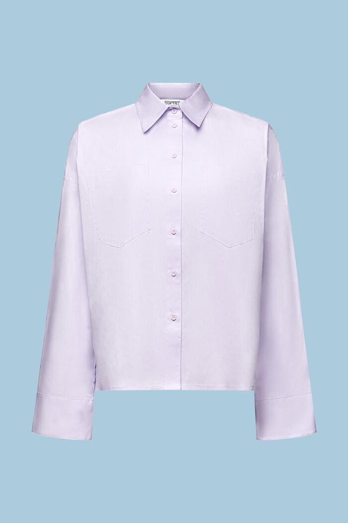 Button up-skjorte i bomuldspoplin, LAVENDER, detail image number 6
