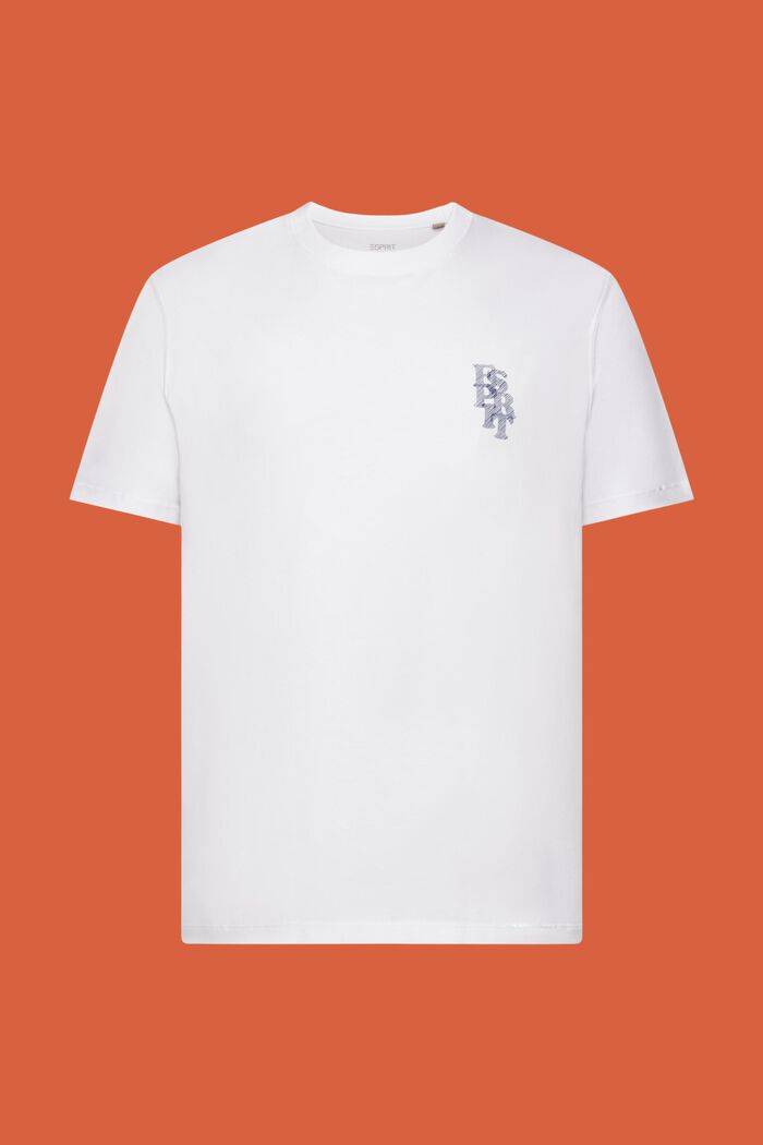 T-shirt med logo, 100 % bomuld, WHITE, detail image number 6