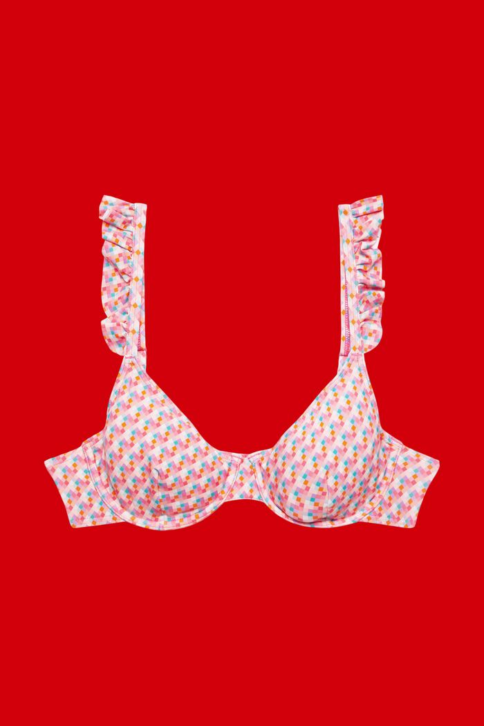 Bikinitop med bøjle og geometrisk mønster, PINK FUCHSIA, detail image number 3