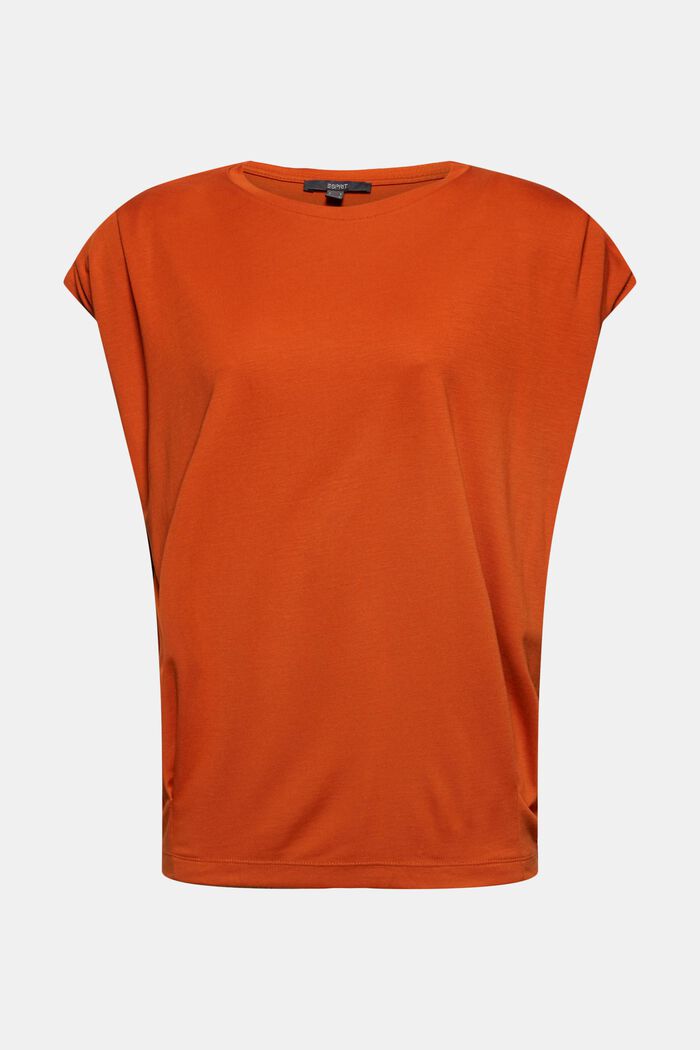 T-shirt med skulderpuder, LENZING™ ECOVERO™, TERRACOTTA, detail image number 6