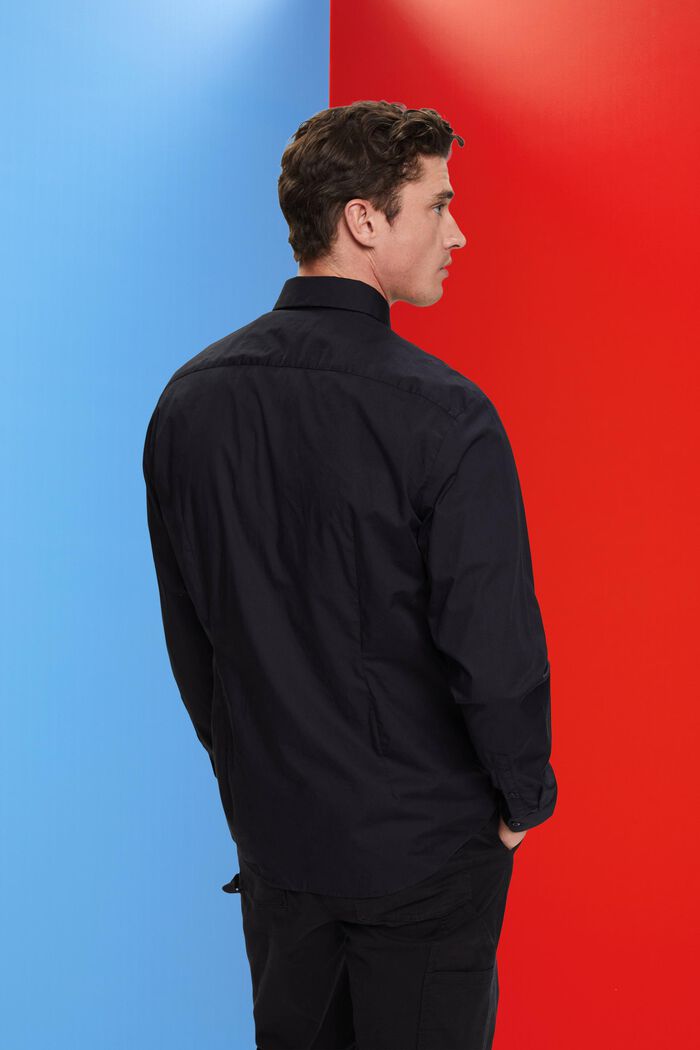 Slim fit bomuldsskjorte, BLACK, detail image number 3