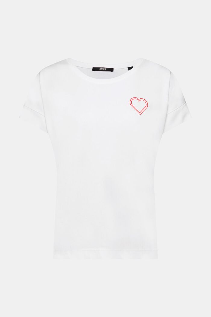 Jersey-T-shirt med applikation, WHITE, detail image number 6