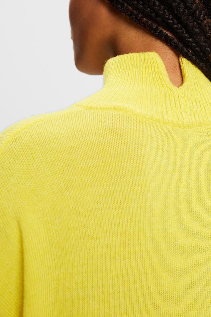 Sweater i uldmiks med høj hals, PASTEL YELLOW, detail image number 2